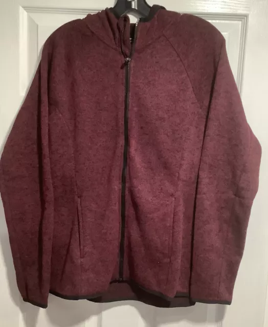 Tek Gear Hooded Jacket Ultrasoft Fleece Grey Front Zip Pockets Sweater  Womens XL