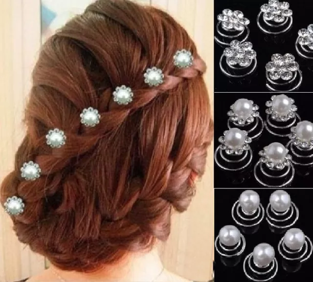 Set 10 Curlies Haarspiralen Braut Hochzeit Kommunion Haarnadeln Haarschmuck NEU