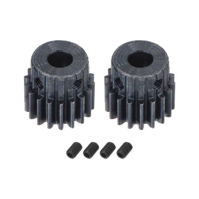 1Mod 18T Pinion Gear 5mm Bore 45# Steel Motor Rack Spur Gear with Step, 2 Set