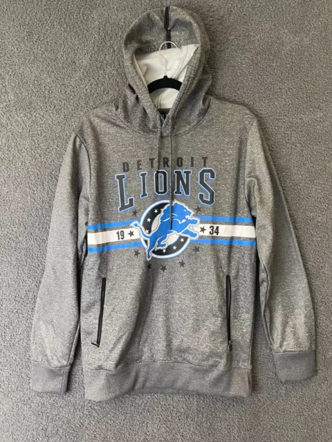 Detroit Lions Hoodie Sweatshirt Mens Medium Gray NFL Football Zip Pocket Fleece