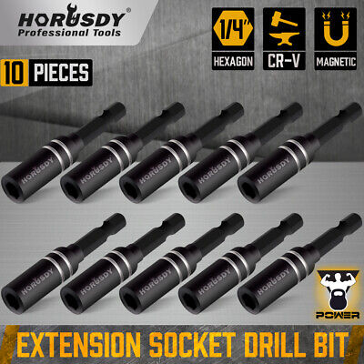 10Pc Magnetic Extension Socket Drill Bit Holder Screwdriver 1/4" Hex Shank Quick