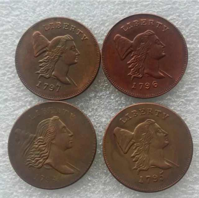 Rare 1794 Liberty Flowing Hair Cap USA Half Cent 1794-1797 Full Set 4 Coins