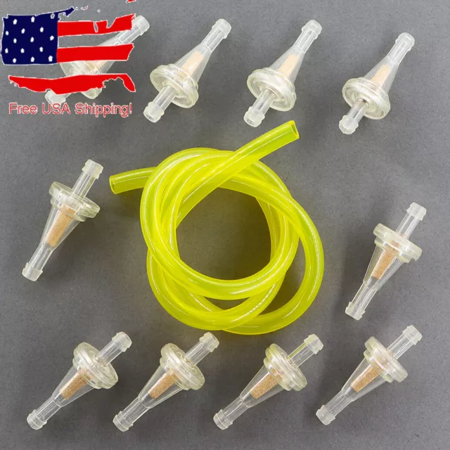 10x Universal Motorcycle Mini Engine Inline Carb Visual Fuel Filter 1/4" Line