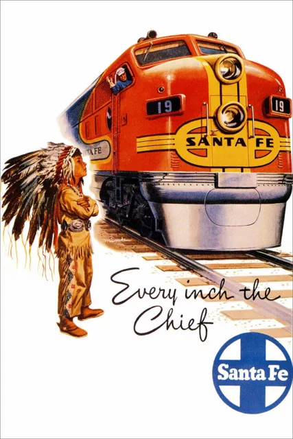 Santa Fe Railway Indian Kid Print Original Wall Art Home Decor - POSTER 20x30