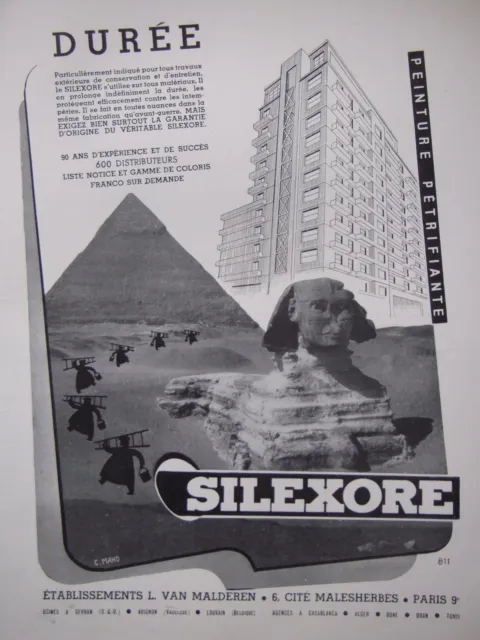 Publicité De Presse 1951 Silexore Peinture Pétrifiante - Sphinx - Advertising
