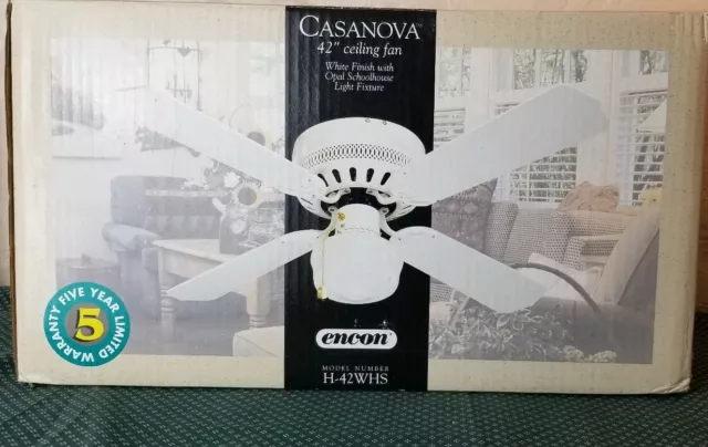Ventilador de techo Encon Casanova 42" blanco H-42WHS nuevo