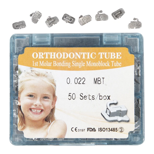 Ricambio Ortodontico Molare 50 Set Tubi Buccali Ortodontici Dentali Bondable Roth MBT 022 - Per Molari, Varie Taglie Roth MBT 022 Tubi