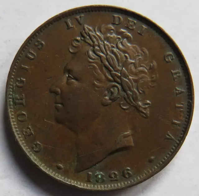 1826 King George IV Farthing Coin - Nice Condition 2