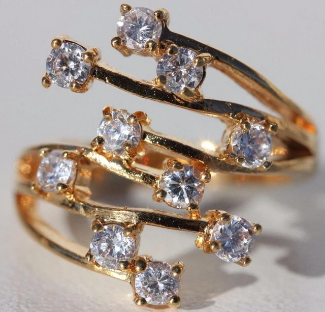 Bague Fantaisie Argentée Taille 53 - Sertie Pierres Fantaisie - 9,7g - État Impeccable