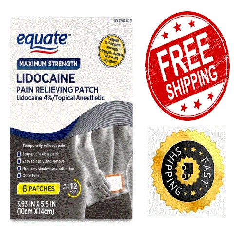 EQUATE MAXIMUM STRENGTH Lidocaine Pain Relieving Patches, 6 Count EUR