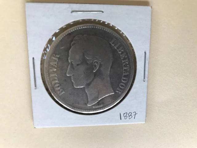 🇻🇪 VENEZUELA, 1887 5 Bolivares Y24.1
