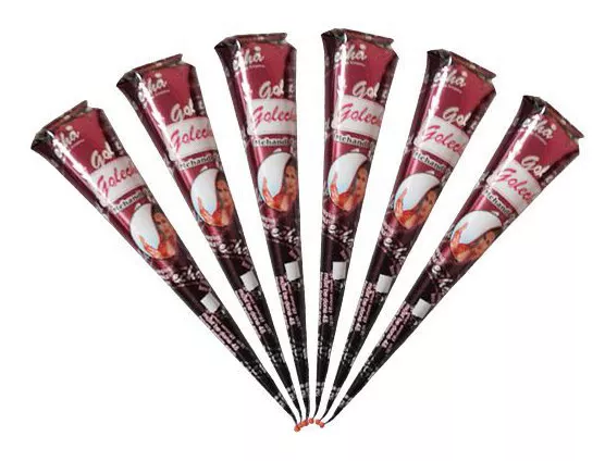 6x Golecha - 100% Natural Henna Tattoo - Mehndi Kegel Braun 150g 3