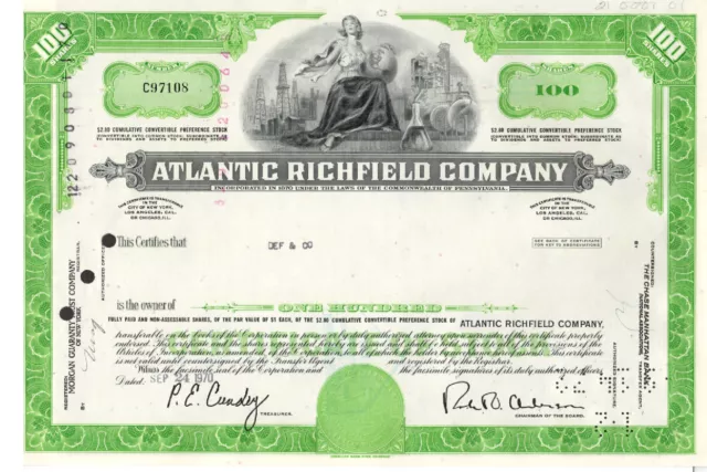 Atlantic Richfield Company - Original Stock Certificate -1970 - C97108