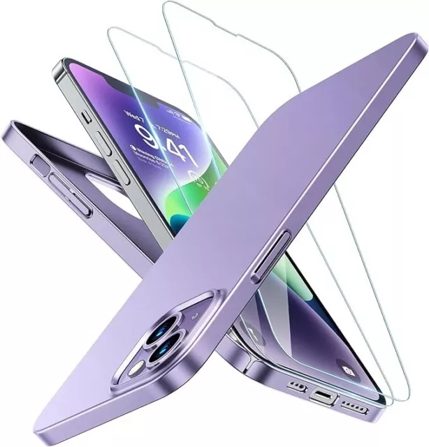 Funda ultra delgada y protector de pantalla TORRAS para iPhone 14+ Plus púrpura