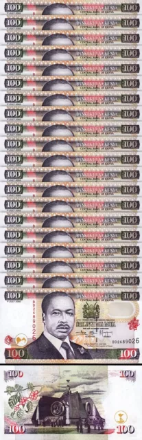 Kenya 100 Shillings 1-7- 2002, UNC, 20 Pcs LOT, Consecutive, P-37g