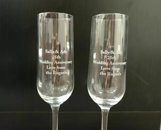 Personalised Custom Engraved Champagne Flute, wine glass Any Text / Image