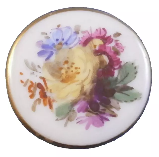 Antique 19thC Meissen Porcelain Floral Button Porzellan Knopf German Germany
