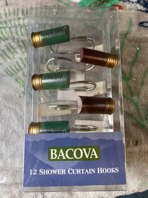 BACOVA HAND PAINTED Shotgun Shell Shower Curtain Hooks, 12 pk