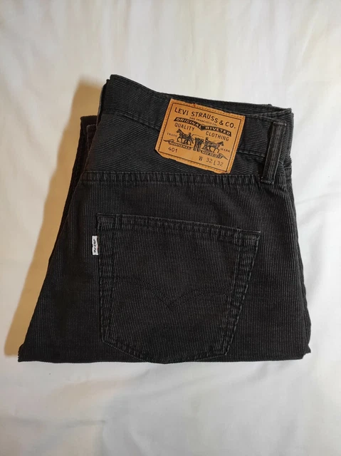 LEVI S 401 MEN S Black Corduroy Jeans Original Straight Fit