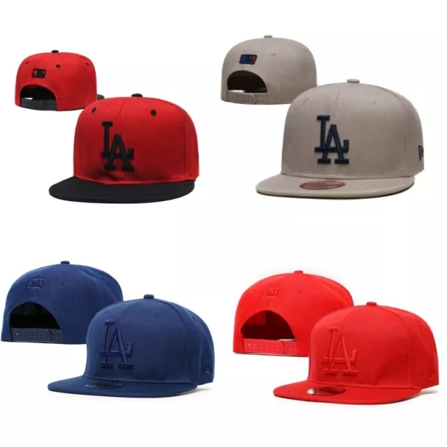 New Baseball LA Los Angeles Sized hat Flat Brim Closed back Fitted Cap Cotton