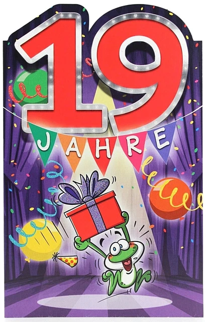 GEBURTSTAGSKARTE 19 JAHRE Glückwunschkarte lustiger Spruch Grußkarte