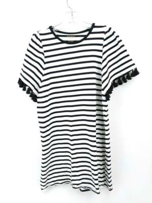 Broome Street KATE SPADE Flutter Dress Black White Stripe Women's Sz Small