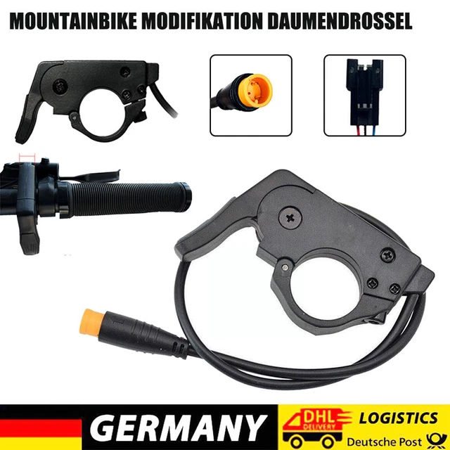 108-2 Linker Daumengashebel Für E-Bike – Schnellspanner, SM-Stecker, Wasserdicht, 12–72 V, ABS/PC, Inkl. Kabel