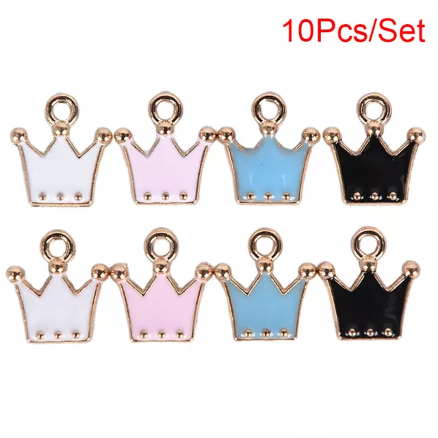 10 Stück / Set Emaille Legierung Little Crown Charms Anhänger Schmuck DIY Cra ZF