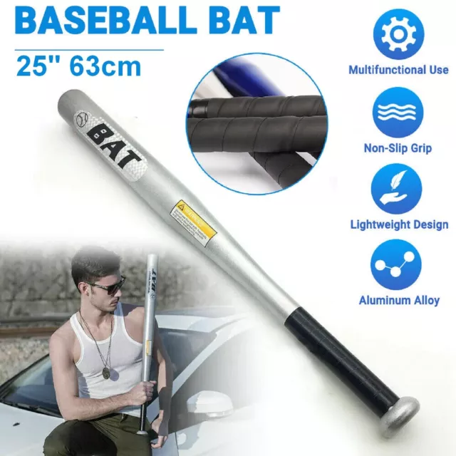 25" 63cm Steel alloy Silver Baseball Bat Racket Softball Outdoor Sport Full Size