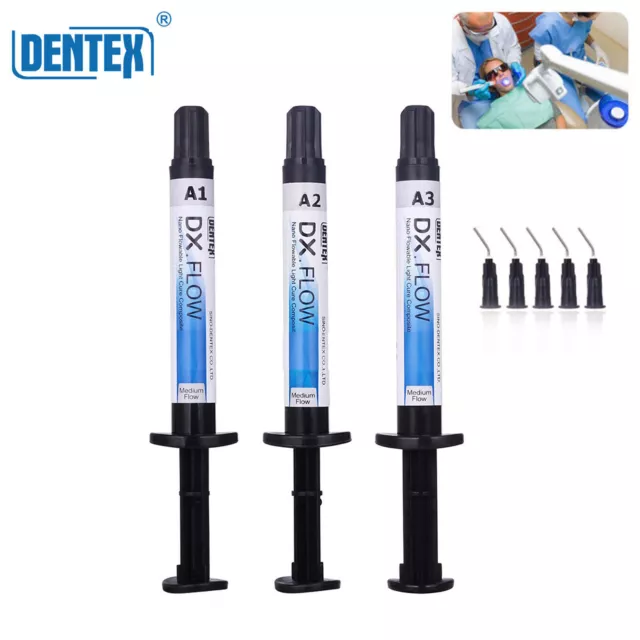 Dentex Dental Flujo medio de resina compuesta de curado por luz fluida A1 A2 A3