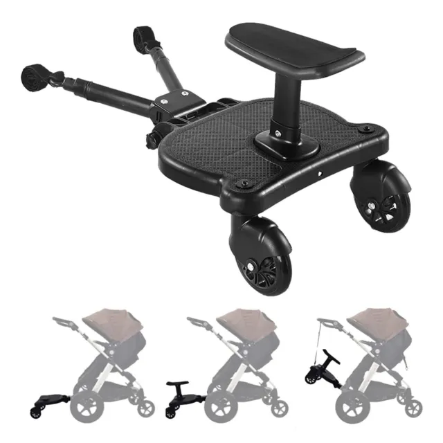 Universal 2in1 Stroller Ride Board with Detachable Seat, Adjustable Size