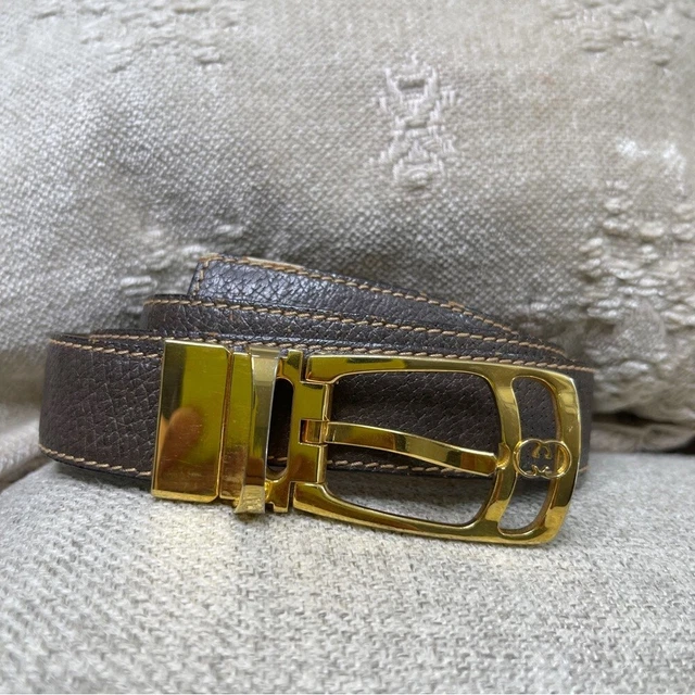 Vintage Gucci Gold GG Logo Fashion Designer Belt Size Small Made In Italy