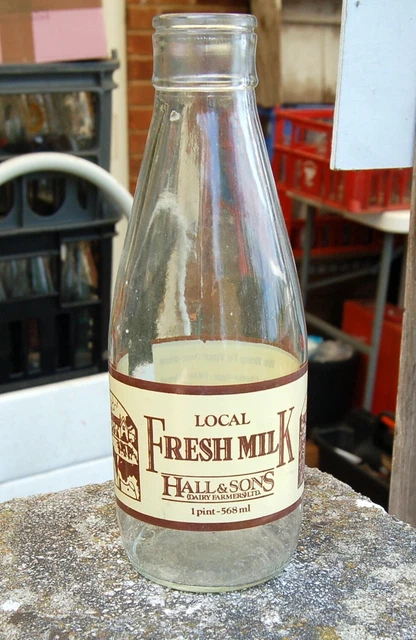 nice old milk bottle : Hall of Pinner " wraparound " dairy pint