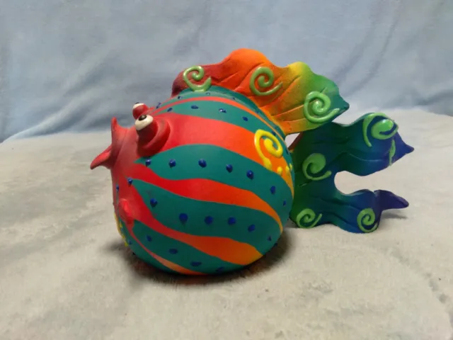 Fish Sculpture Handcrafted Colorful Abstract Whimsical Exaggerated Fancy Ceramic