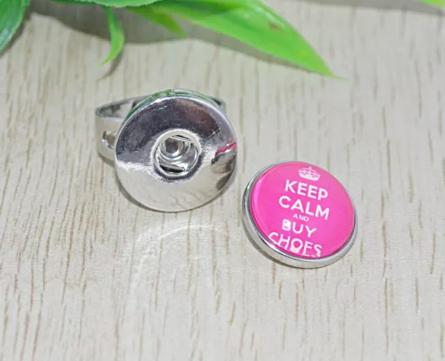 KEEP CALM and... Ring +++ AUSWAHL +++ snap Wechselring Button Druckknopf Glas 3