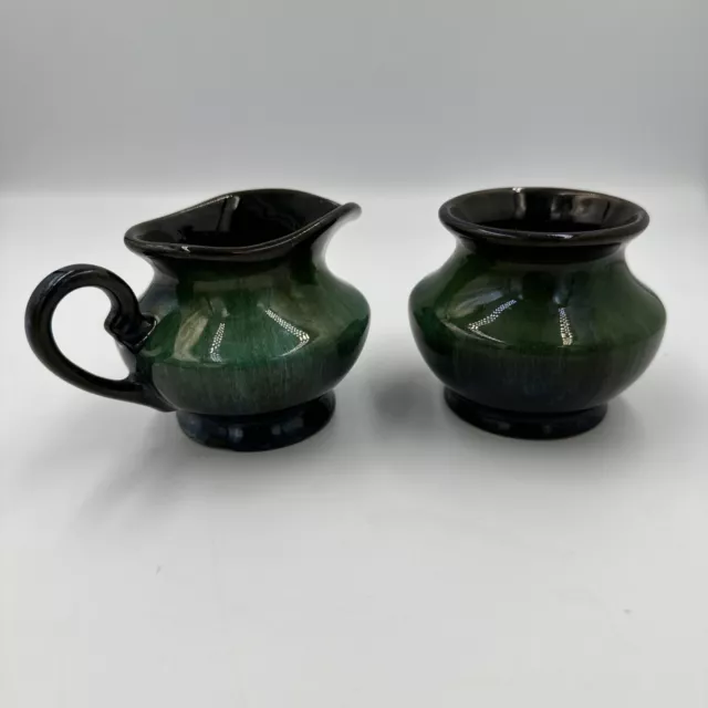 Blue Mountain Pottery Canada Drip Glaze Milk Jug & Sugar Bowl