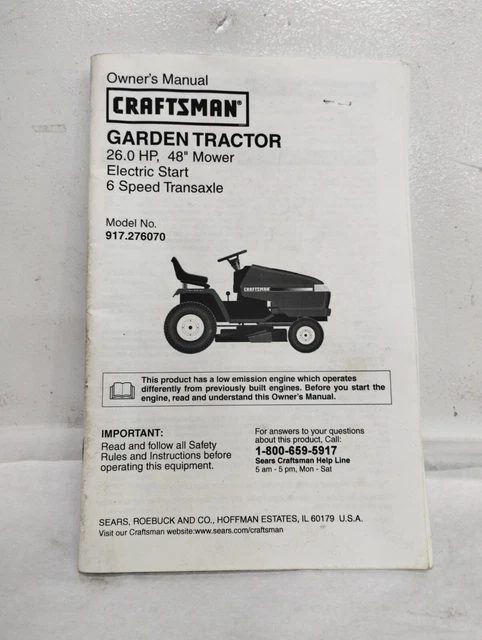 Craftsman Garden Tractor Owners Manual