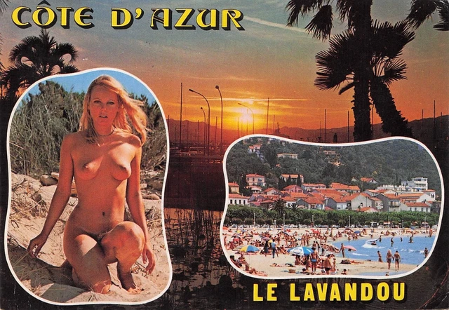 Postcard 10x15cm WOMAN naked breast SEXY naked WOMAN LE LAVANDOU