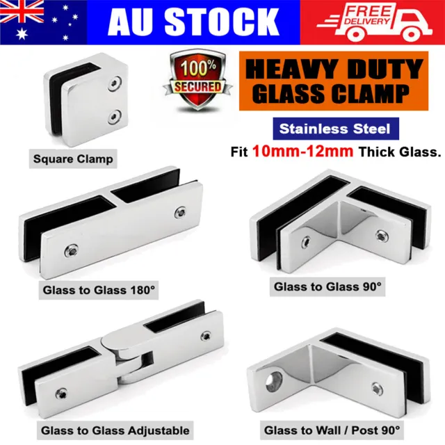 Glass Clamp 10-12mm Balustrade Pool Fence Panels Joiner Stainless Steel Bracket