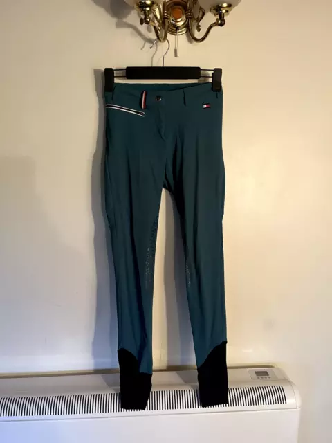 Tommy Hilfiger Equestrian teal silicone knee grip breeches in ladies 6 XS