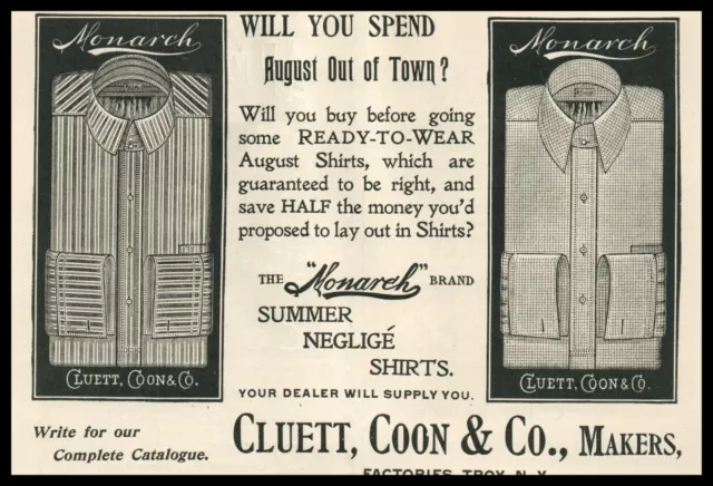 1896 Cluett Coon Men Luxury Clothing Tailors Cuffs Collars Negligee' 8858