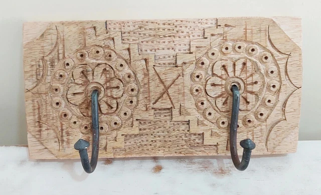 Antique Indian Wall Hook Wooden  Double Wall Hanger Home Decorative Handmade