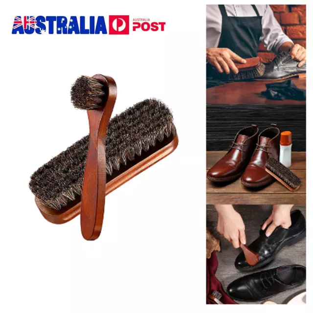 Horsehair Shoe Brush Set Leather Cleaner Care Kit Shine Care Kit Applicators New