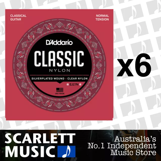 6x D'Addario EJ27N Classic Nylon Guitar Strings Daddario EJ-27N *SET OF 6 PACKS*