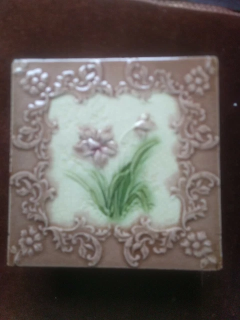 Antique Victorian  Majolica Tile Circa 1880s