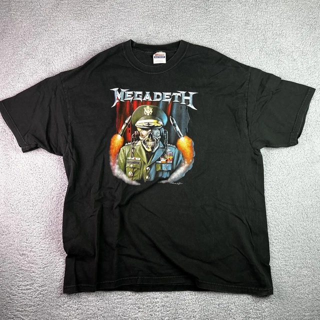 Maglietta Ufficiale Megadeth - Flaming Vic - Colore Nero, Cotone, Unisex - Nuova Con Etichette