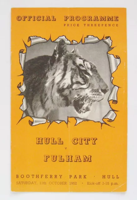 HULL CITY v FULHAM 1952/1953 *VG Condition Football Programme*