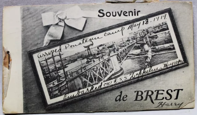 Brest France Souvenir Postcard Album Of 12 Photo Views 1919 Wwi Era Vintage