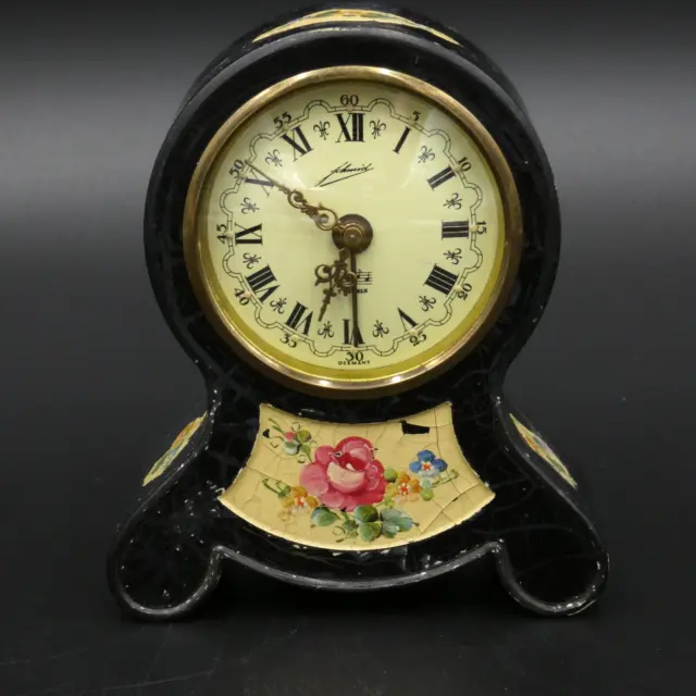 Vintage Schmid German Fabrik SSS Desk Wind Up Clock Music Alarm D.B. Rangem