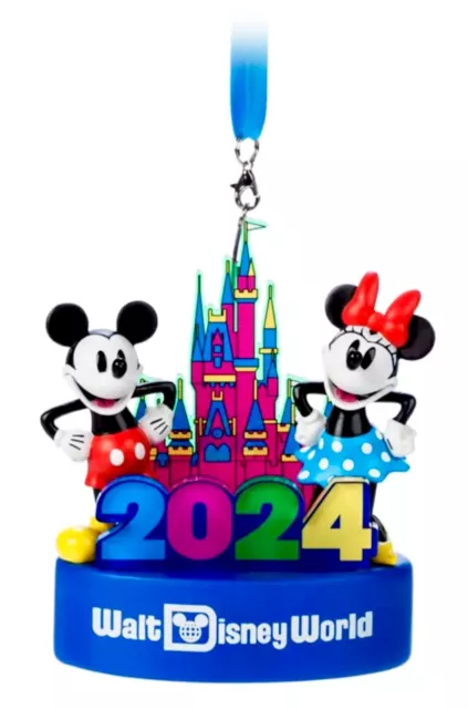 2024 Walt Disney World Mickey & Minnie Mouse Light-Up Figural Christmas Ornament